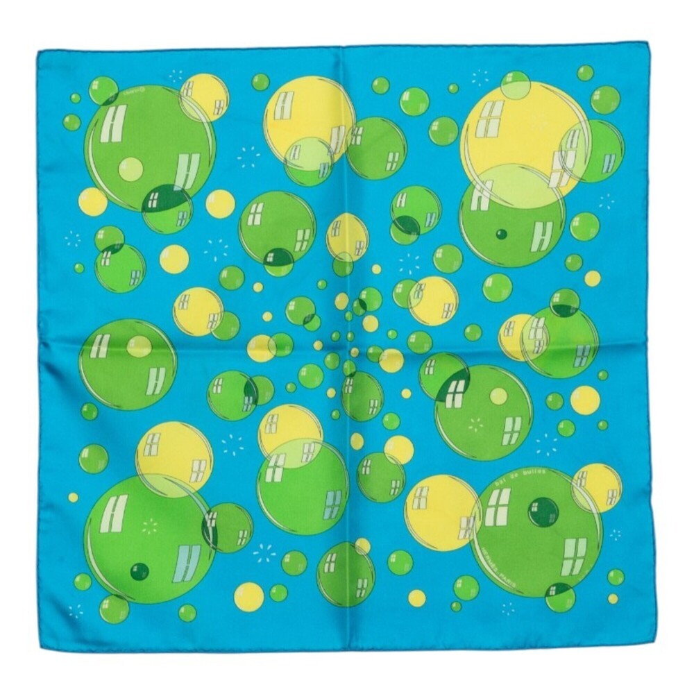 Hermes Carre 42 Bal de Bulles (Bubble Design) Scarf/Muffler, Blue/Green, Silk...